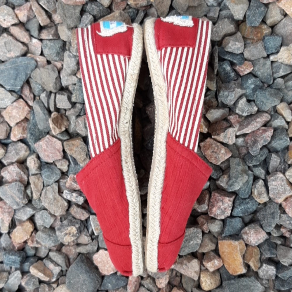 Toms red striped espadrille canvas flats 7.5 - Picture 7 of 7